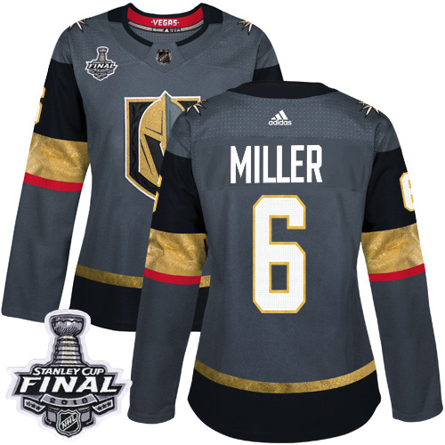 Adidas Golden Knights #6 Colin Miller Grey Home Authentic 2018 Stanley Cup Final Women's Stitched NHL Jersey - Click Image to Close